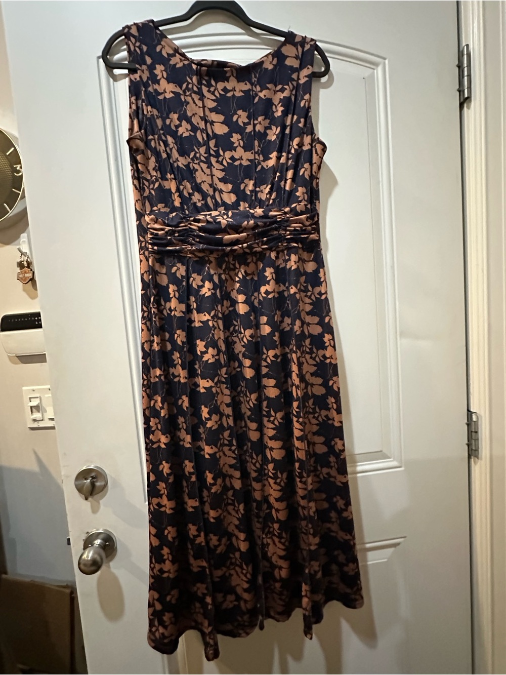 Perceptions Navy and Blush Floral Midi Dress